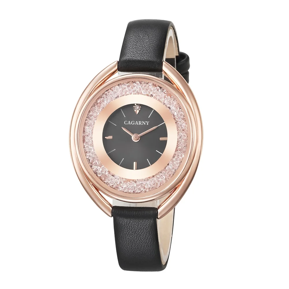 

CAGARNY Women's Luxury Explosion Fashion Trend Leather Strap Elliptical Quartz Watch Leather Strap Woman Clock Relogio Masculino