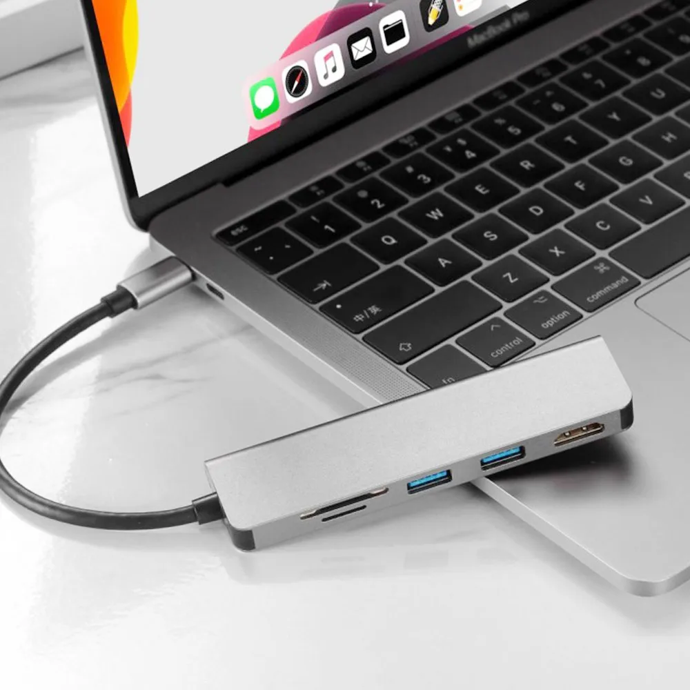 адаптер 5 в 1 hub type c с hdmi usb3 02 tf sf тип 5 в 1 для