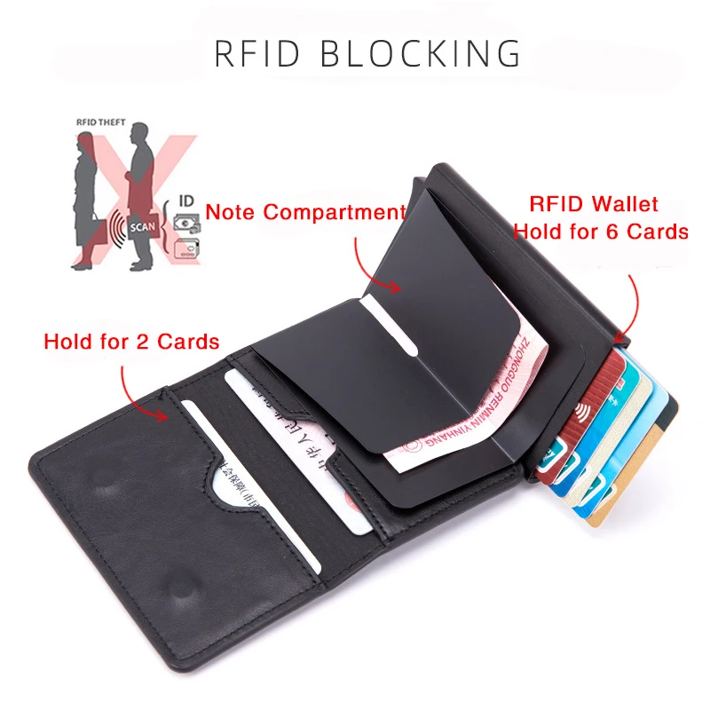 ZOVYVOL Magnet Closing Smart Wallet Anti-theft RFID Blocking Card Case Aluminum Box Holder Men and Women Unisex PU Leather | Багаж и сумки