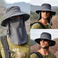 k33 mens hat anti uv bucket hat fishermans hat sun protection 360%c2%b0 panama sun hat summer hat face protection mask shawl visor