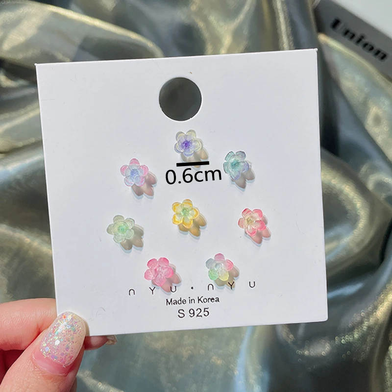 Женские серьги из серебра 925 пробы с трехмерными цветами|Серьги-гвоздики| |