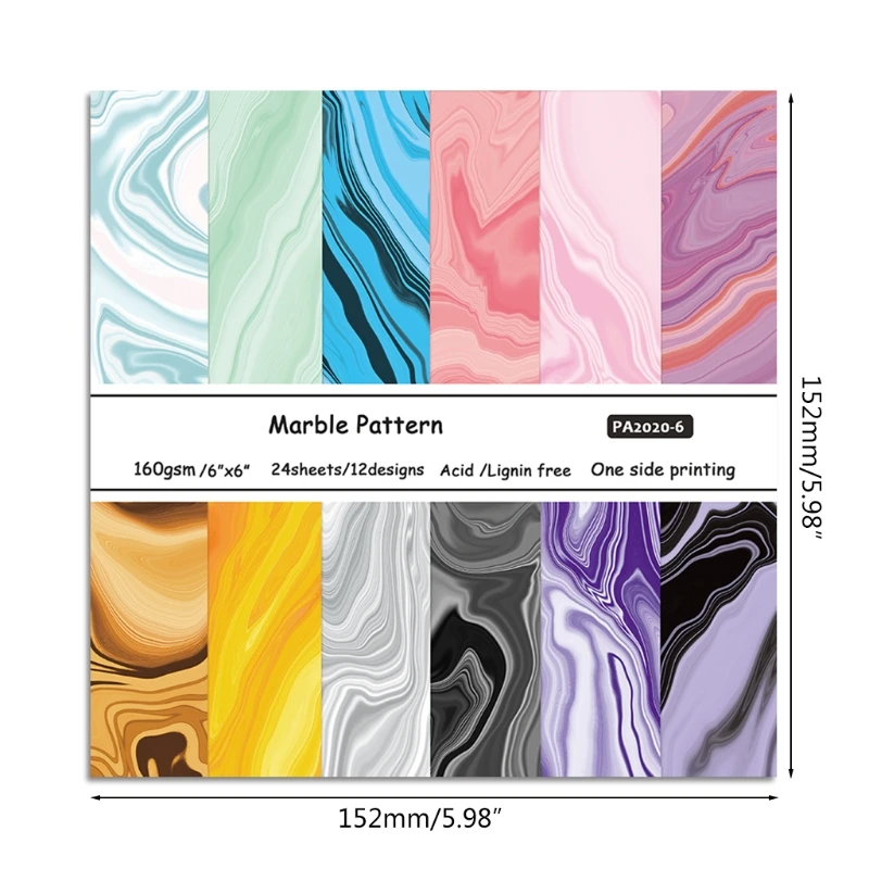 

24pcs 6x6'' Marble Pattern Background Pad Paper for Scrapbooking Decor Journal
