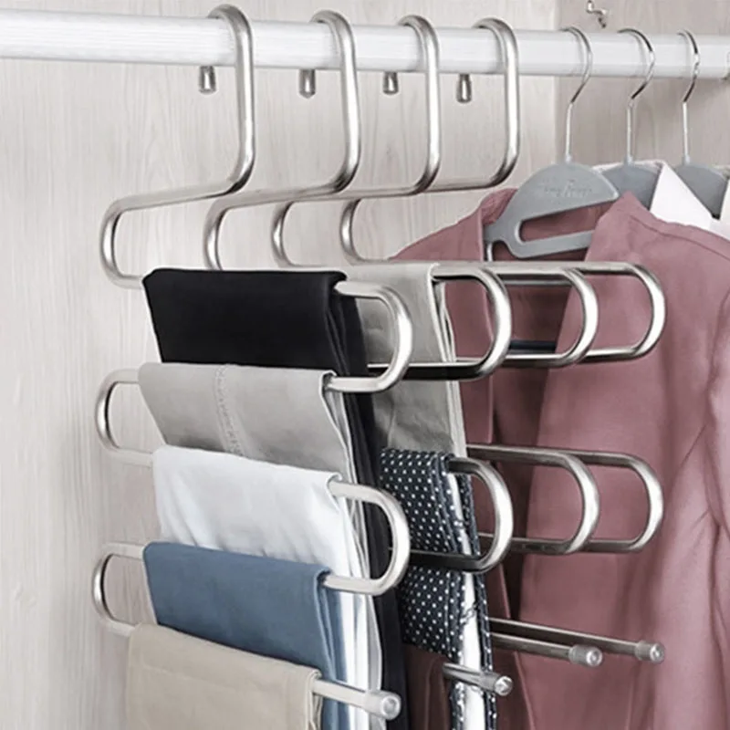 

Hangers S-Shaped Pants Rack Home Multifunctional Storage Rack Scarf Belt Hangers Organizer