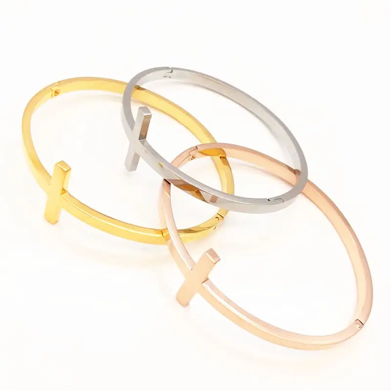 Классические браслеты LOOKER с крестом цвета розового золота из нержавеющей стали