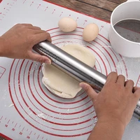 adjustable stainless steel rolling pin dough baking mat dough roller 4 removable adjustable thickness rings pizza pastry pie