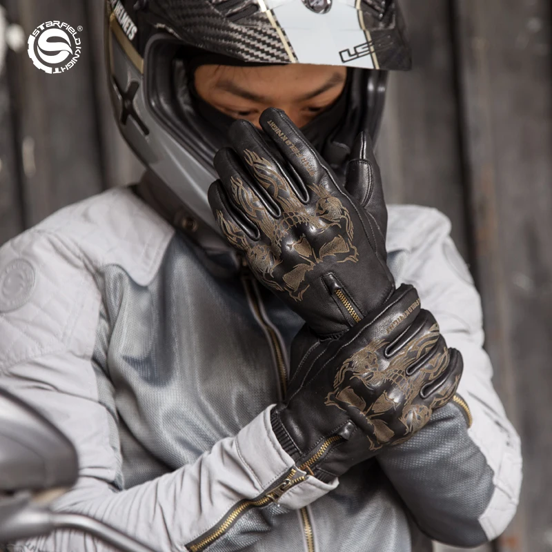 Мотоциклетные Перчатки VTG кожаные перчатки из козьей кожи с сенсорным экраном в