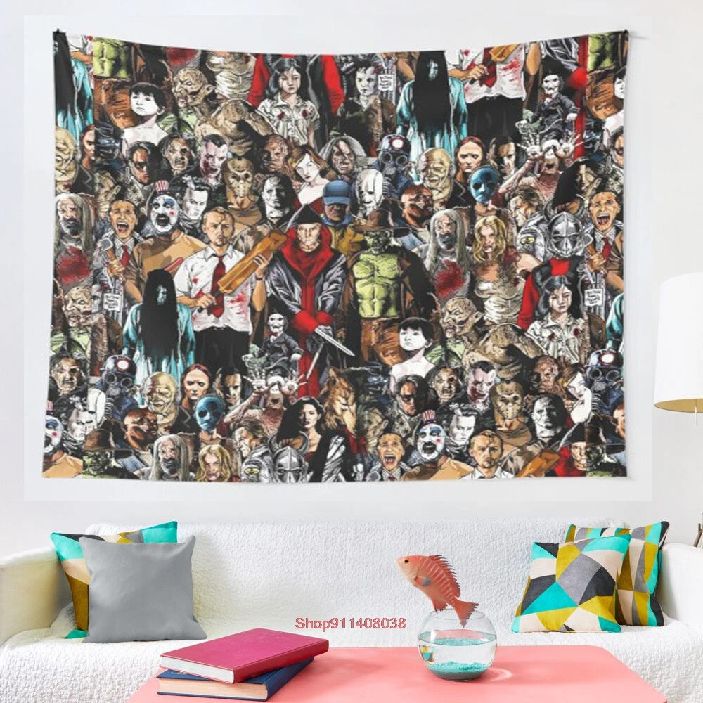 

Гобелен из коллекции ужасов, настенное украшение, гобелен для ведра, Богемный Хиппи, домашний декоративный матрас, коврик для йоги