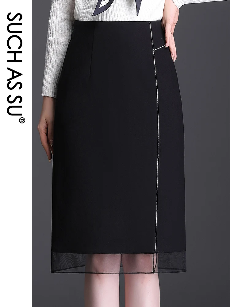 

New Fall Winter 2021 Ladies High Quality Office Work Pencil Skirt High Waist Package Hip Black Sexy Slim S-3XL Size Skirt