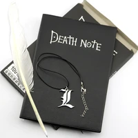 anime death note notebook set leather journal and necklace feather pen journal death note pad for gift