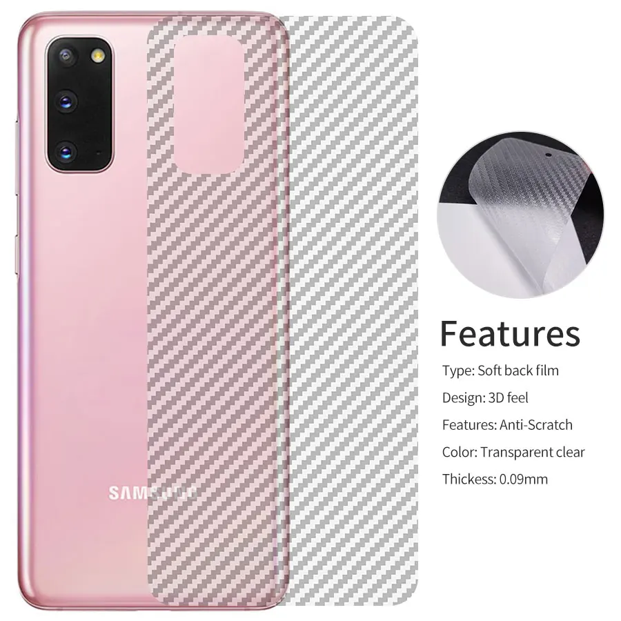 3Pcs Carbon Fiber Anti-fingerprint Back Film Samsung Galaxy Note20 Ultra S21 S20 S10Plus Back Screen Protector For S23 S22 Ultra