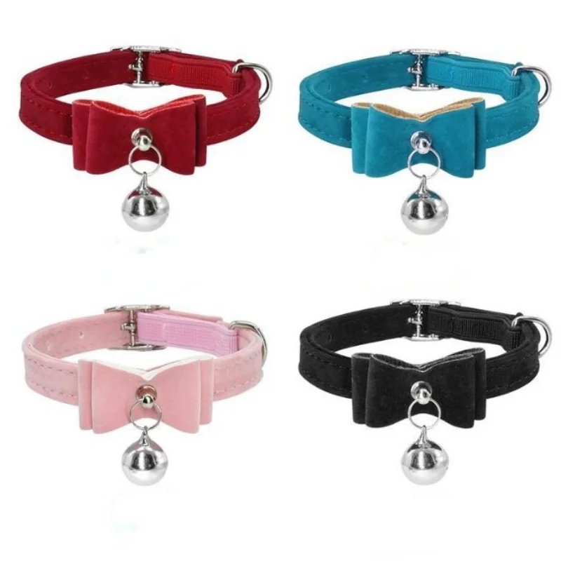 

Cute Cat Collar Puppy Collars Velvet Bow Kittey Neck Decor Bowknot Necklace with Bell for Dog Cats Chihuahua Yorkie Pet Supplies