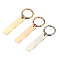10pcsa lot stainless steel rectangle keychain mirror polish blank metal for engraving geometric key ring