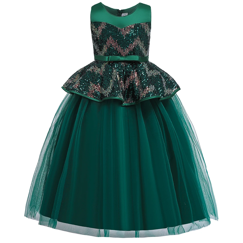 Sequined Lace Tutu Wedding Kids Dress for Girl Costume Elegant Party Birthday Evening Princess 8 12 Year | Детская одежда и обувь