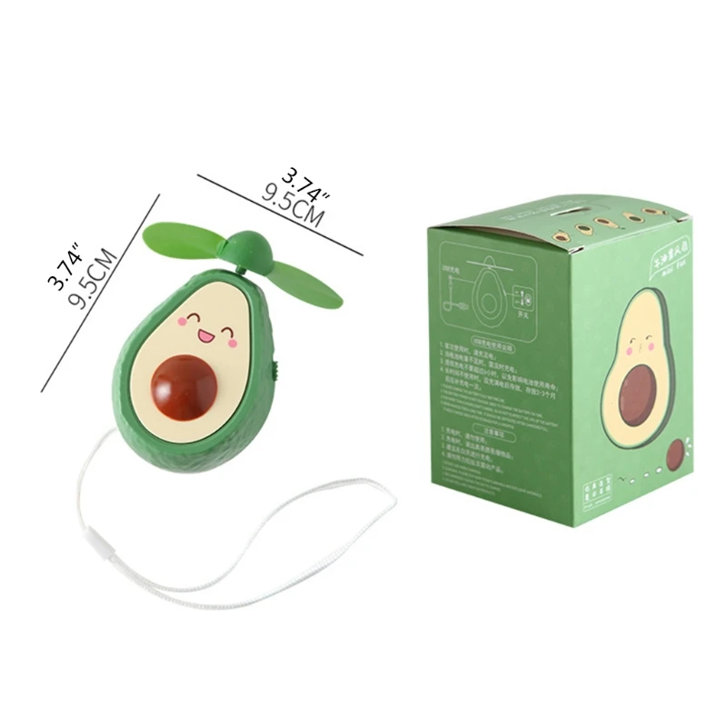 

Cartoon Avocado Shaped Handheld Fan Portable Mini Air Cooler USB Rechargeable Small Personal Cooling Tools for Home