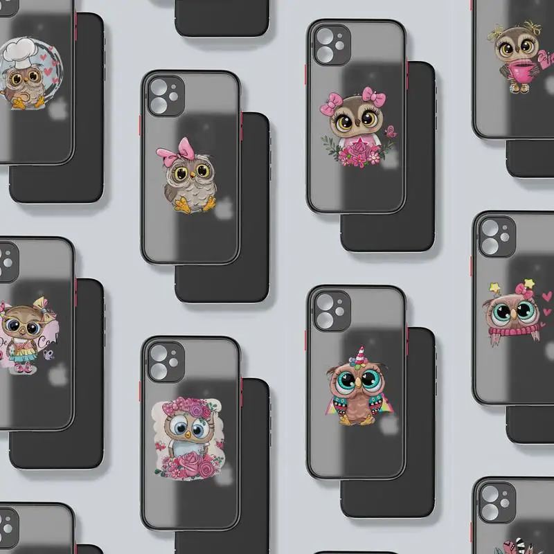 

owl cartoon Cute Phone Case matte transparent For iphone 7 8 11 12 13 plus mini x xs xr pro max cover