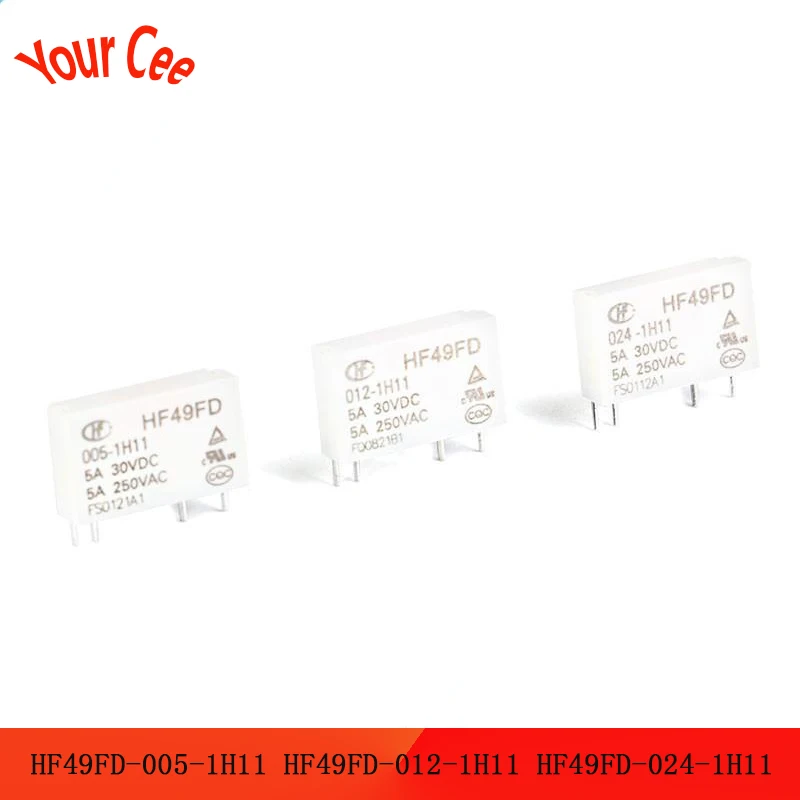 Реле 5V 12V 24V HF49FD 005 1H11 012 4PIN 5A 250VAC VDC питания Rele 1H12|Запасные части| |