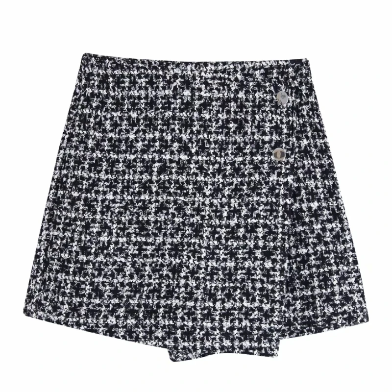 Новые женские винтажные шерстяные шорты в клетку с узором гусиная лапка