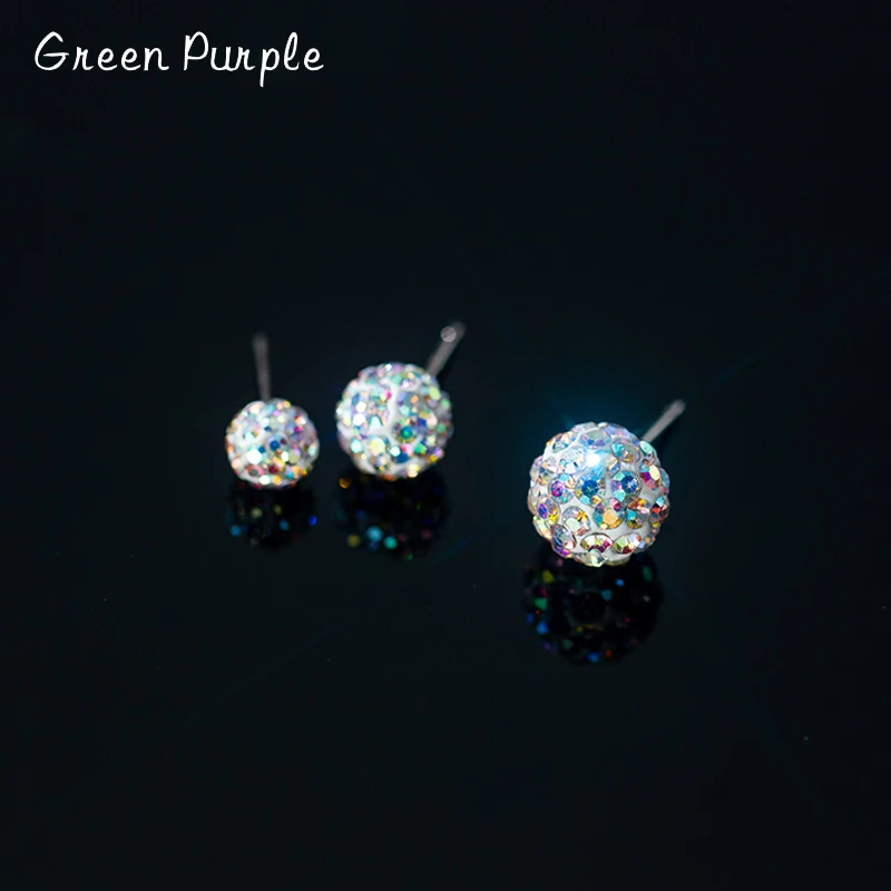 

Round Shape Colorful Zircon Stud Earrings 925 Sterling Silver Earrings for Women Girls Korean Earrings Fashion Jewelry 2021