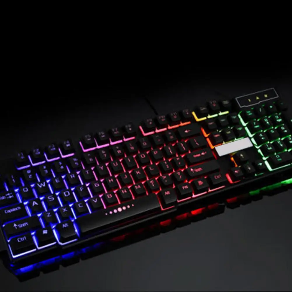 

Colorful Rainbow Backlight Plug and Play ABS 104 Keys LED Illuminated USB Wired Desktop Gaming Keyboard