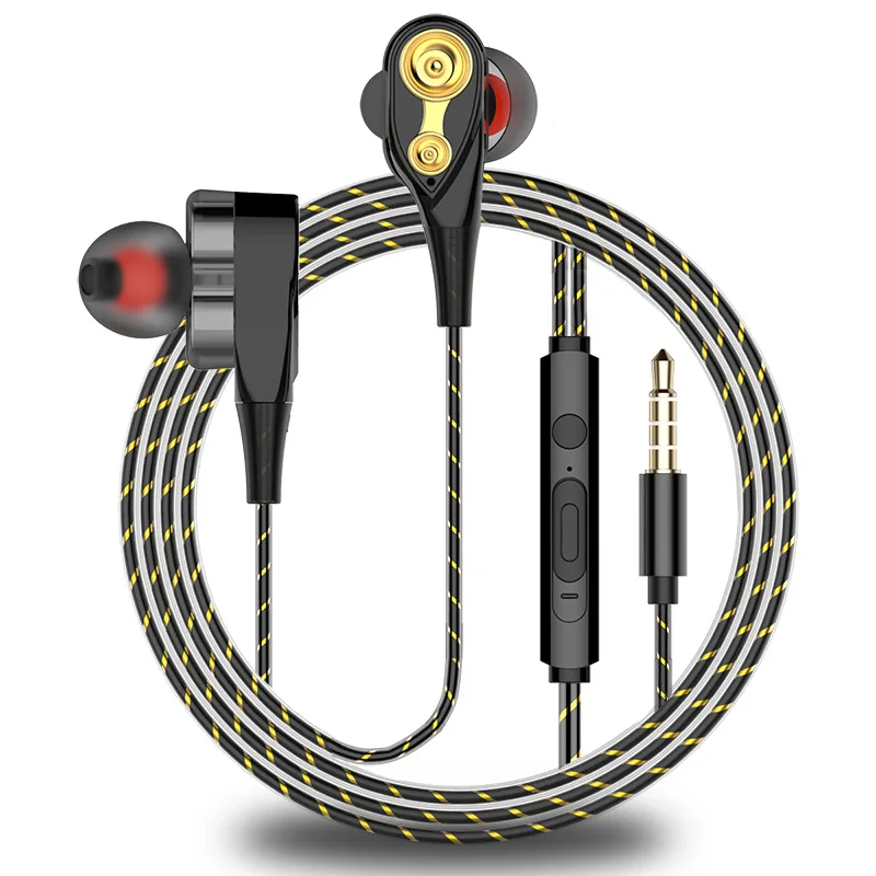 

In-Ear Earbud Headphones Stereo Wired Earphone Dual Dynamic Driver High-fidelity Audio Deep Bass Headset With Microphone