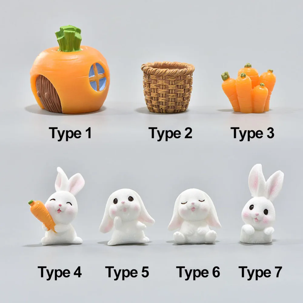 

White Rabbit Easter Figurine Micro Landscape Diy Home Decor Miniature Fairy Garden Ornament Decoration Accessories Modern Gift