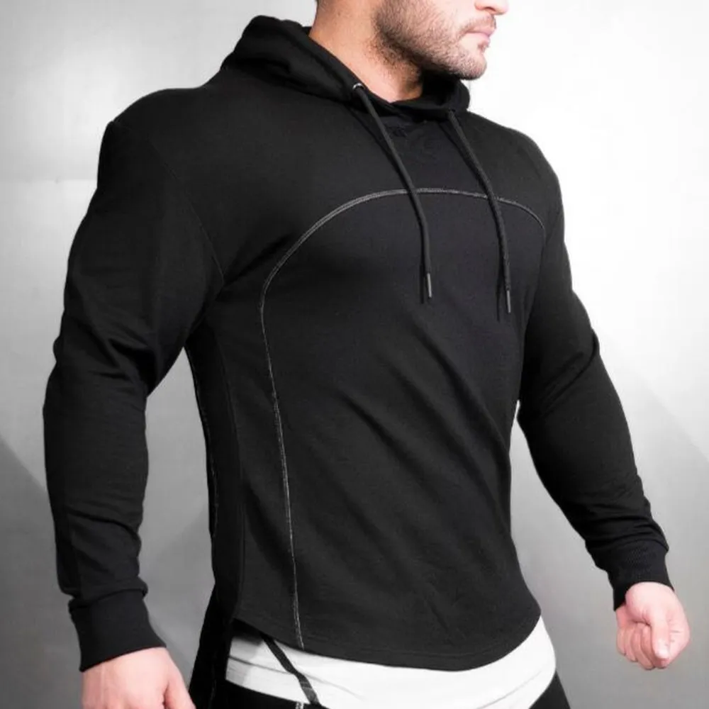 Мужские черные свитшоты спортивная одежда для тренажерного зала и фитнеса