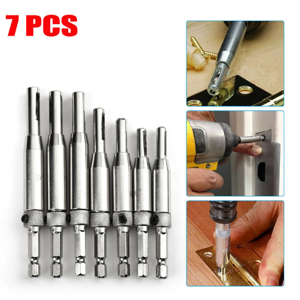 7 шт. петли для дверей и окон инструмент для скручивания набор сверл для дерева Самоцентрирующийся Дырокол инструменты для плотника обработка 1/4 