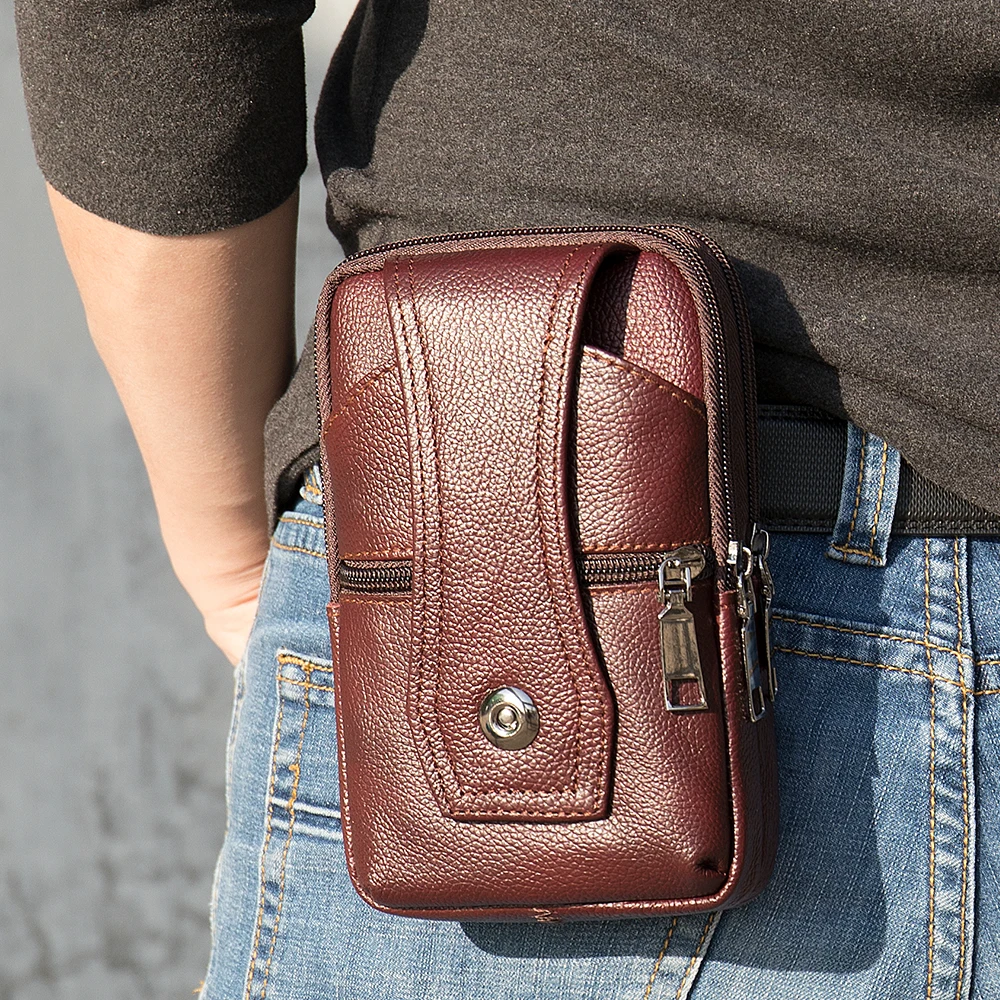 

WESTAL Men's Genuine Leather Waist Bag Fashion Desinger Bags For Male Small Waist Hip Bag For Man Fanny/Crossbody Pack