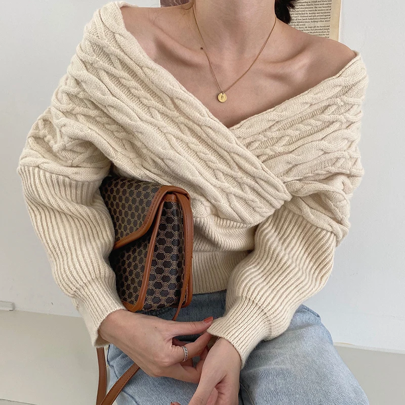 

Wavsiyier Loose Solid Autumn Chic Elegant Sweater Women Korean Pullover Winter 2020 Vintage Thick Cute Knitted Oversized Jumper