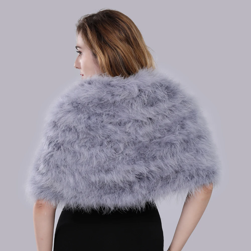 Новое поступление роскошные меховые болеры с белыми страусиными перьями цвета