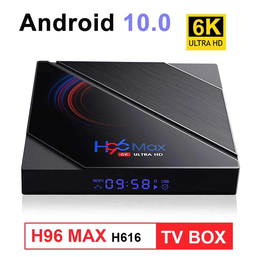 

Приставка Смарт-ТВ H96 Max H616, Android 10,0, Youtube, HD, 6K, голосовой помощник Google, PKT95 X96 Max Plus