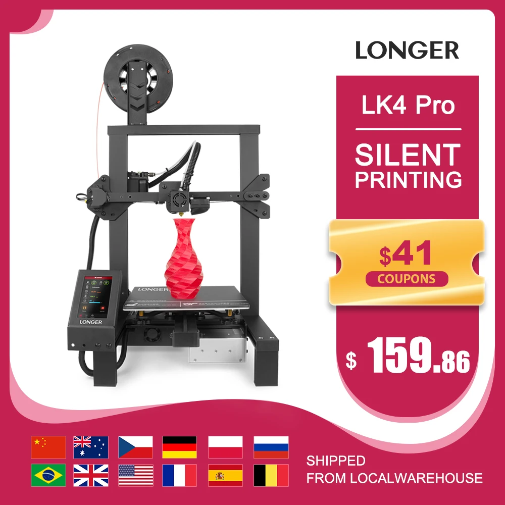LONGER LK4 PRO 3D принтер с большим сенсорным экраном открытым исходным кодом TMC2208 тихая