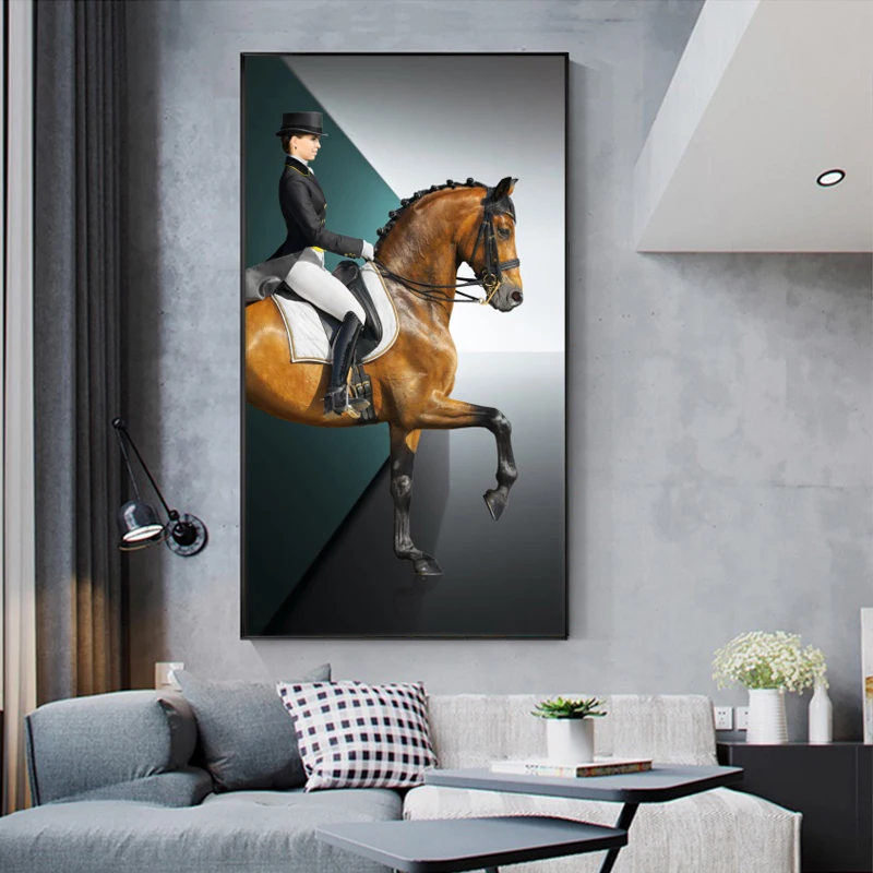 

Knight Abstract Painting Animal Horse Canvas Print Classic Poster Wall Art Pictures for Entryway Large Size Modern Home Decor