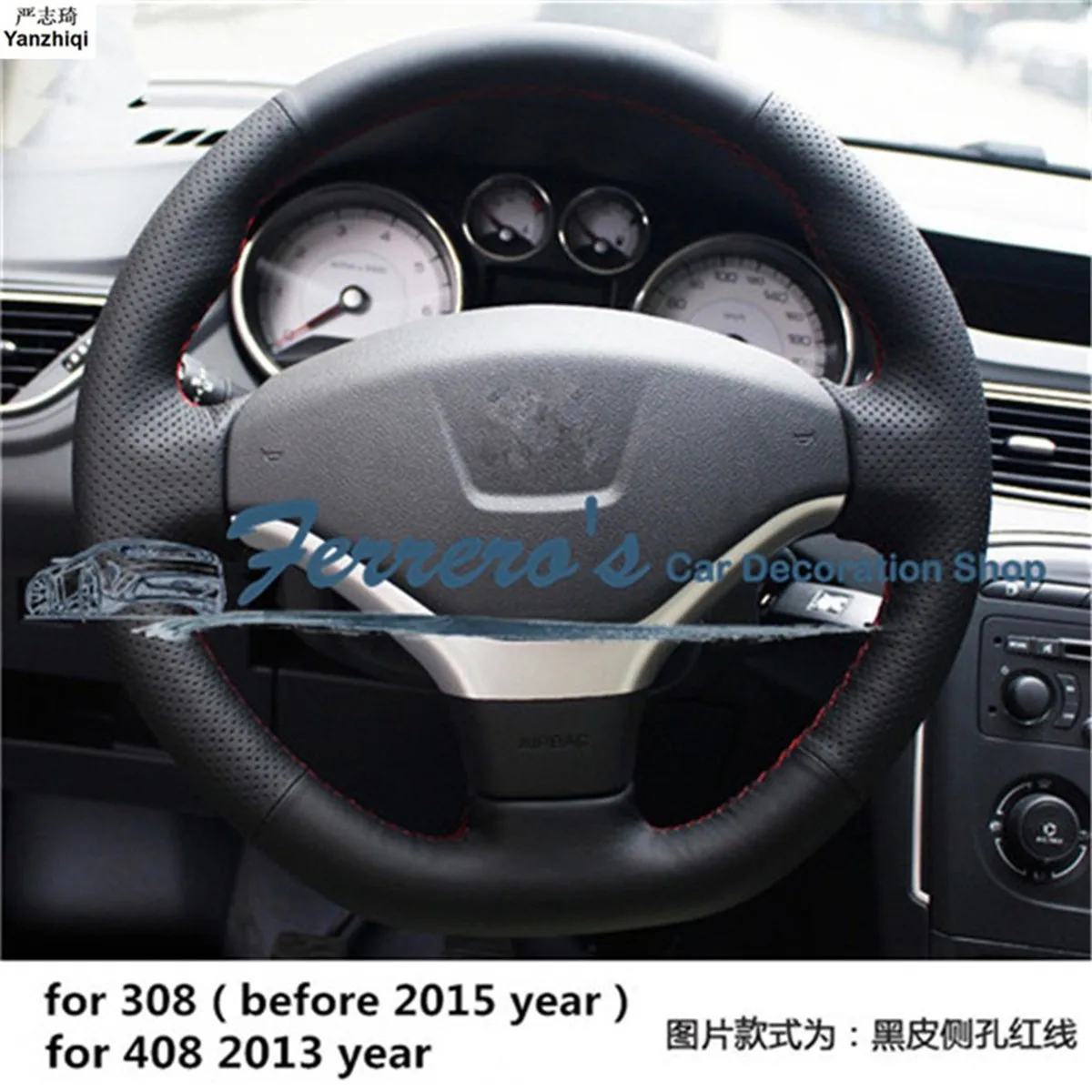 Бесплатная доставка сшитый чехол рулевого колеса автомобиля из натуральной кожи