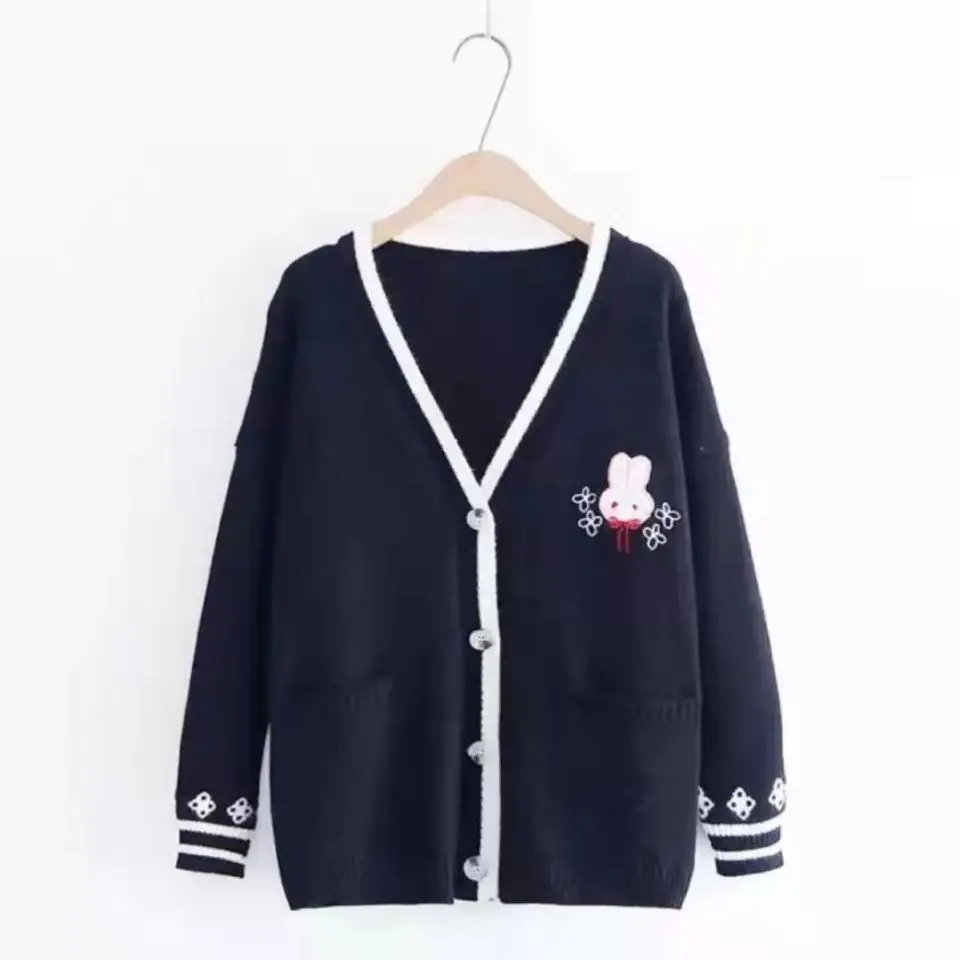 

2021 Japan School Sweater Spring Autumn 100% V-neck Cotton Knitted Sweater JK Uniforms Cardigan Multicolor Student Girls Cosplay