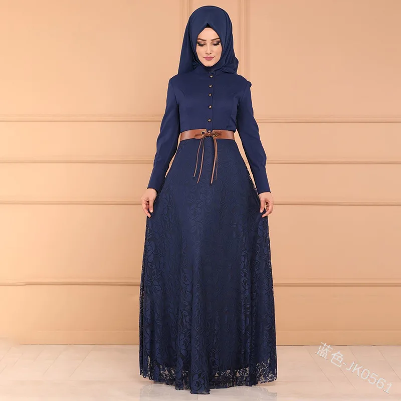 WEPBEL женские мусульманский абайя платье кружевное с цветочным рисунком на