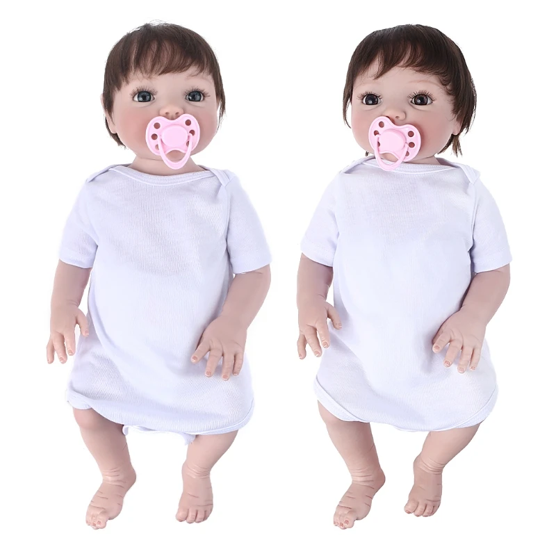 

18inch Interactive Toy Realistic Newborn Baby Dolls Soft Silicone Stuffed Doll with Feeding Bottle Pacifier Babies Doll