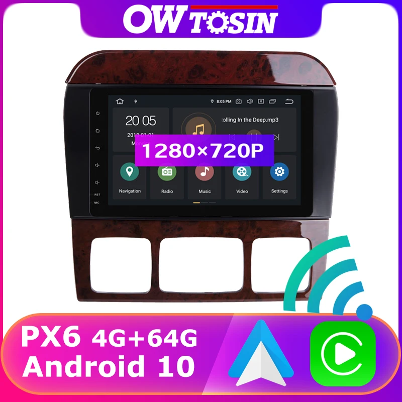 Автомобильный медиа-радиоприемник PX6 4 + 64 ГБ 8 дюймов 1280*720P Android 10 GPS беспроводной