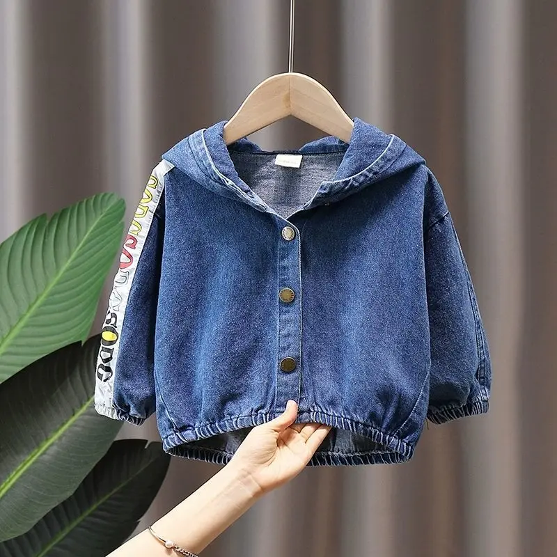 

Для маленьких девочек на весну и осень джинсовая куртка для девочек, новая детская модная джинсовая куртка с капюшоном топы и его друзья» дл...