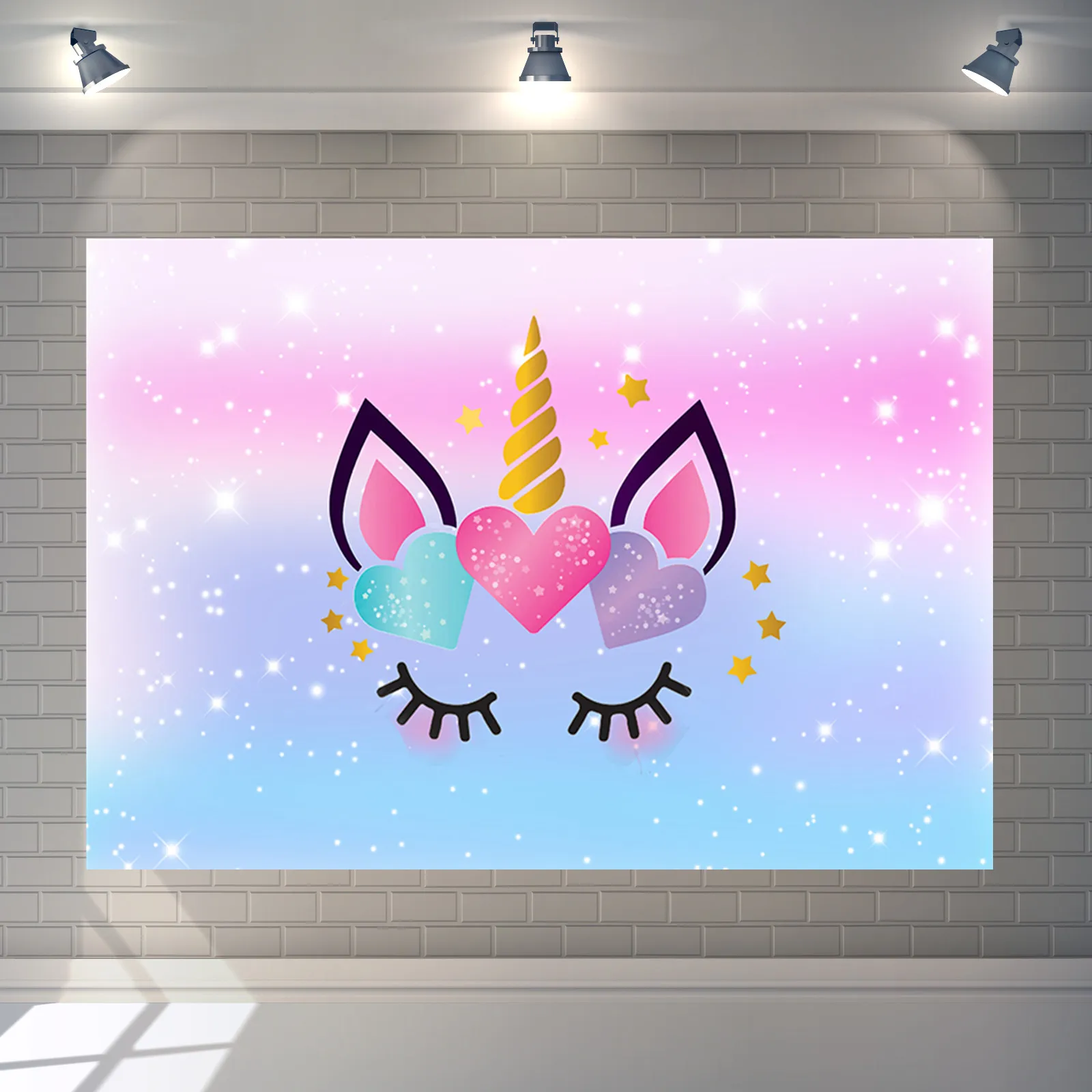 

Фон для фотографирования детей с изображением единорога на день рождения