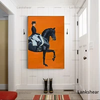 modern orange horse riding pictures canvas prints painting wall art posters for living room interior office home decorative
