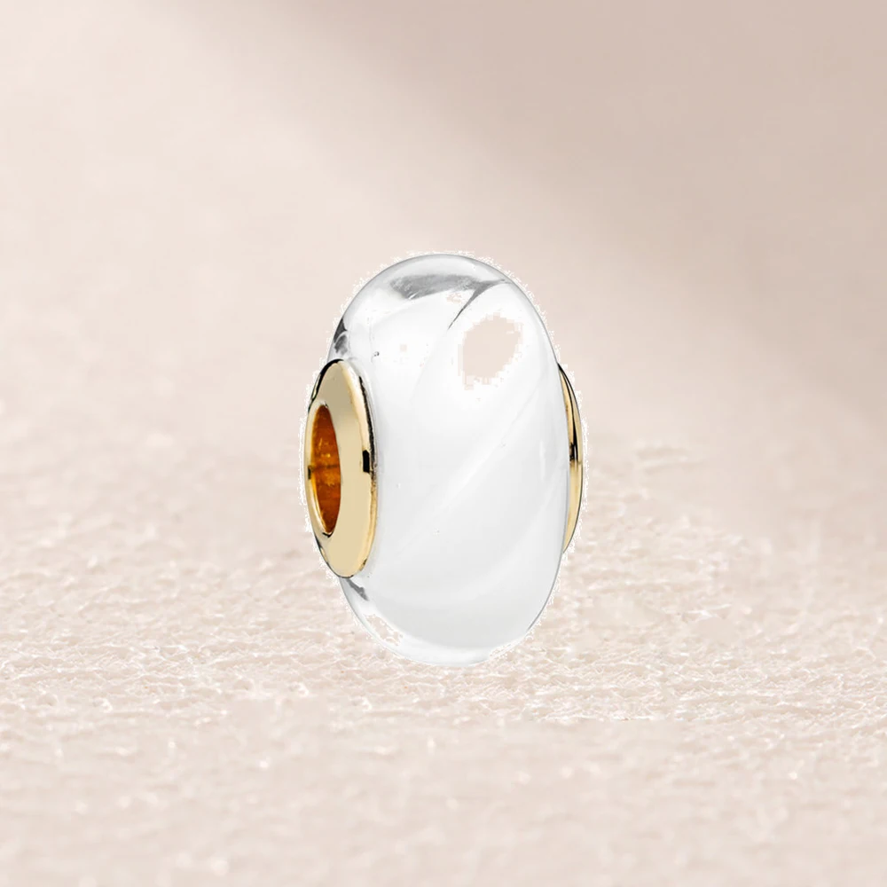 

767160-1 Shine White Waves Murano Glass Charm