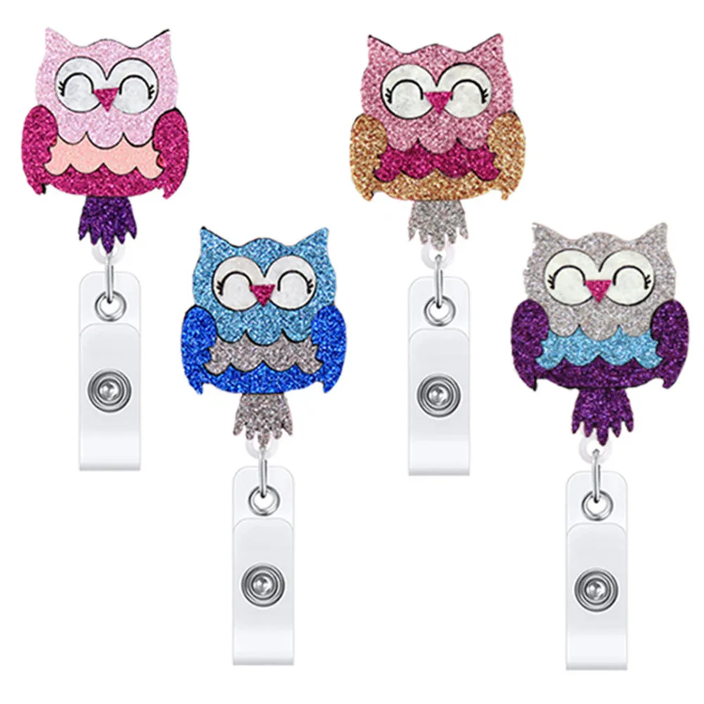 

4 Color New Style Fashion Cute Owl Animal Retractable Nurse Badge Reel Clip Badge Holder Students Doctor Id Card Holder
