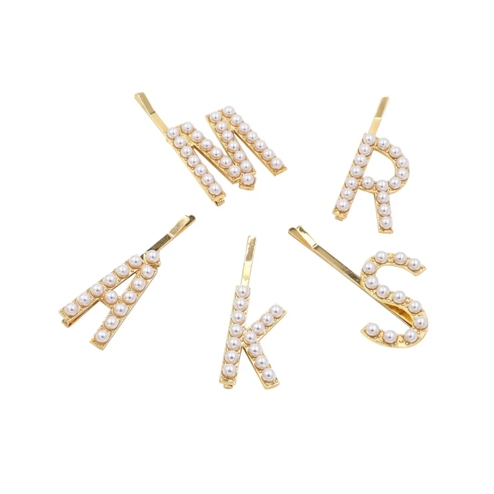 

5pcs English Letter Hair Clips Rhinestone Inlaid Hair Clip Hairpin Decorative Barrettes