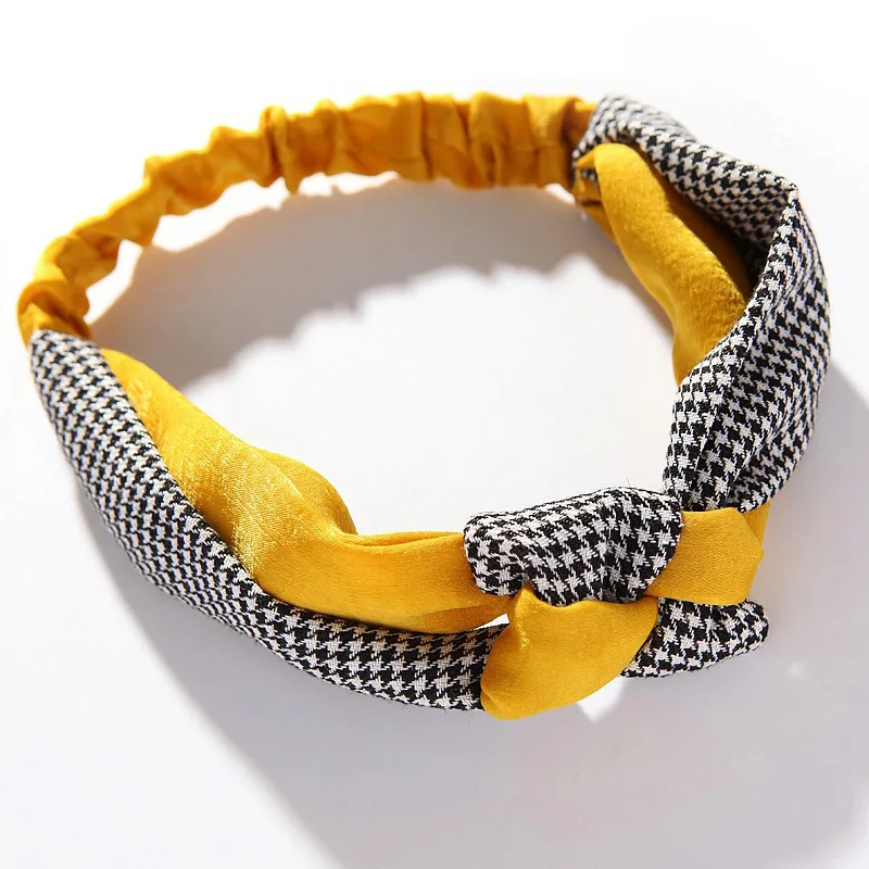 Модная повязка на голову для женщин тюрбан в Корейском стиле полоску и клетку