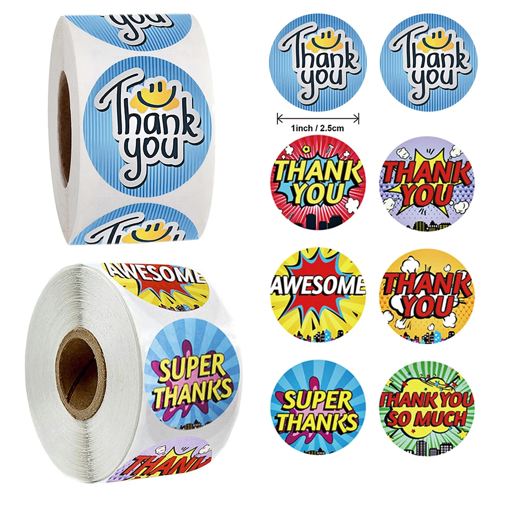 

500pcs 1 Inch Cute Thank You Reward Sticker Label Baking Bag Seal Sticker Wedding Party DIY Decoration