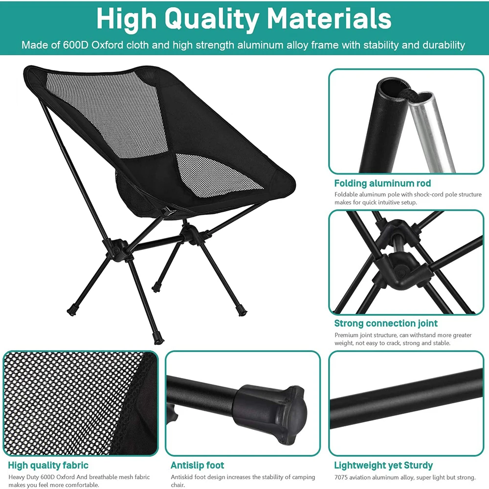 Travel Folding Chair Outdoor Camping Portable Beach Hiking Picnic Seat Fishing Tools Superhard High Load | Спорт и развлечения