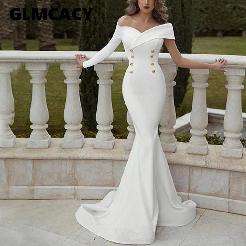 Женское платье с открытыми плечами Макси Русалка сексуальное обтягивающее на