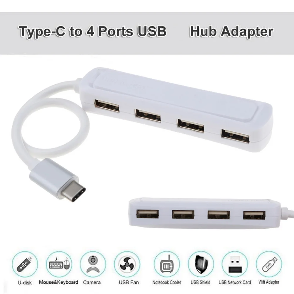 Разветвитель kebidu с Type C на USB 2 0 4 порта 3 1 высокоскоростной адаптер для ПК ноутбука