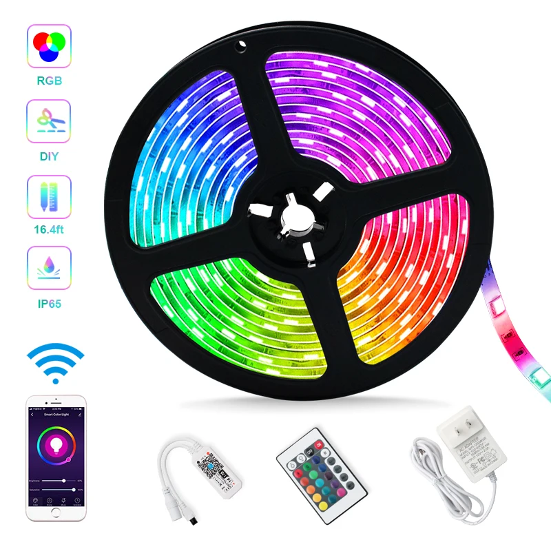 DC12V RGB Светодиодные полосы света SMD5050 водонепроницаемый беспроводной wifi Лента